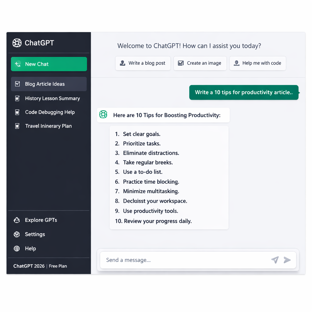 ChatGPT Dashboard Interface 2026