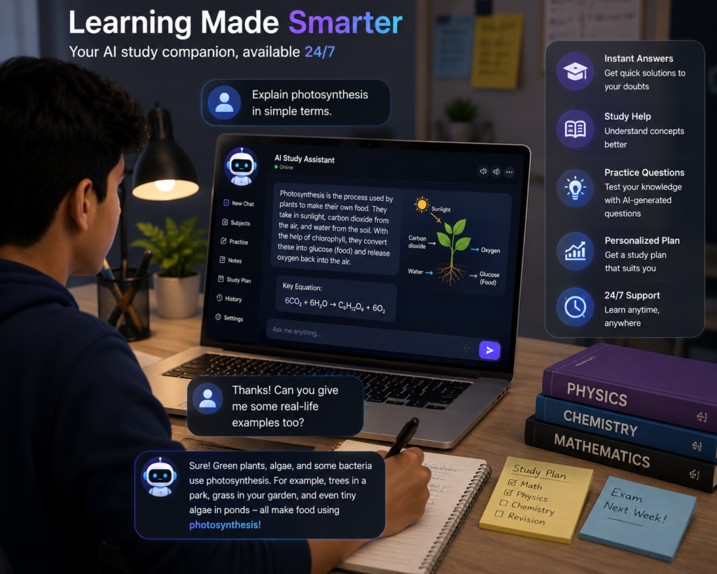 Student using AI chatbot for learning