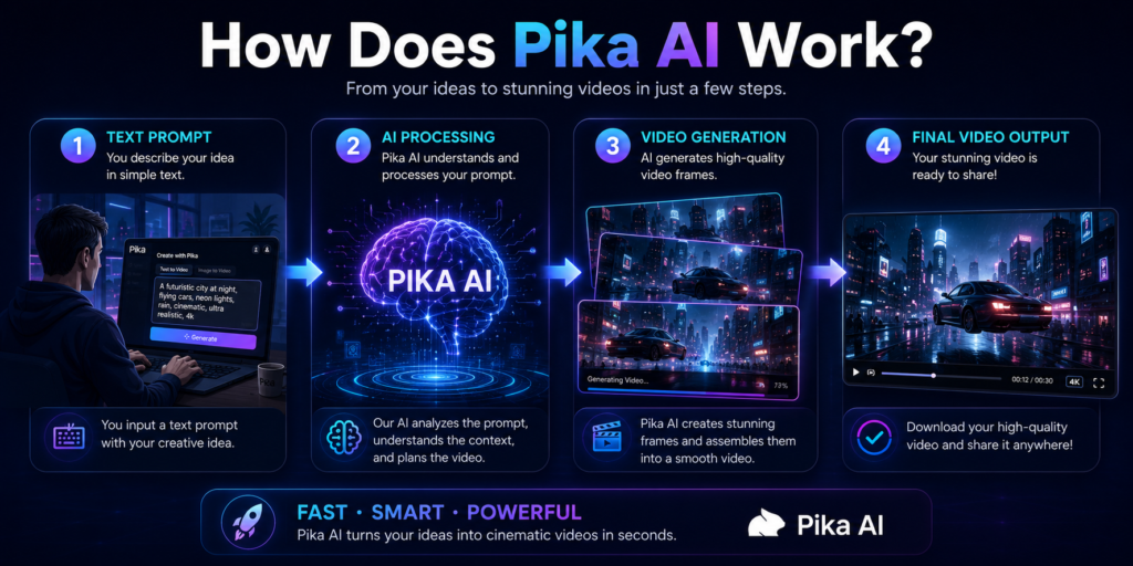 How does Pika AI work text to video generation process explained