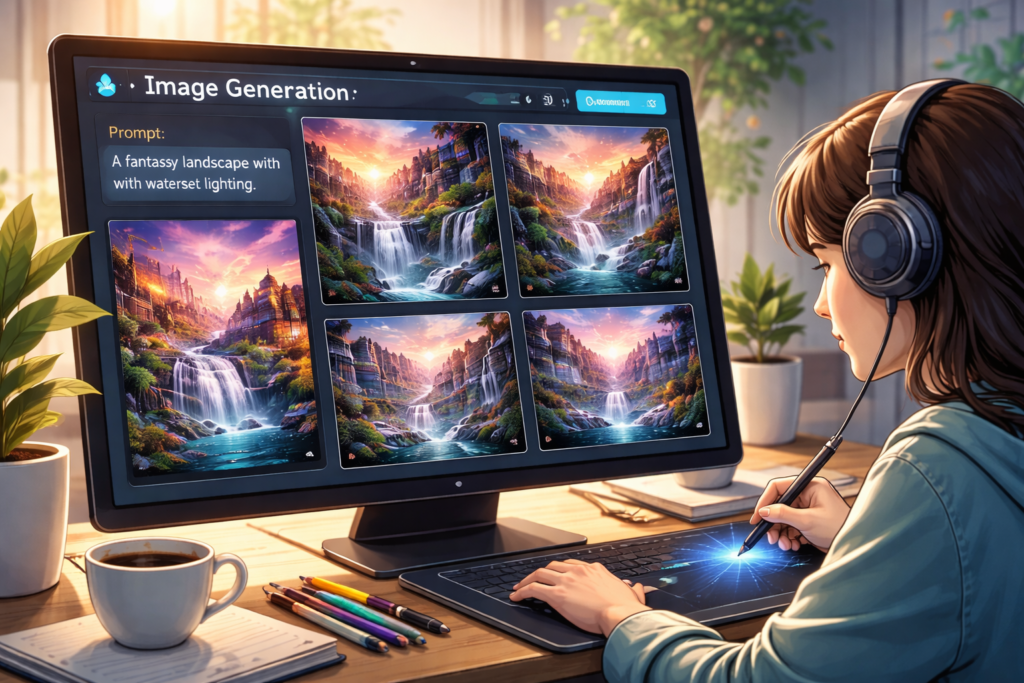 AI image generation tools creating digital artwork