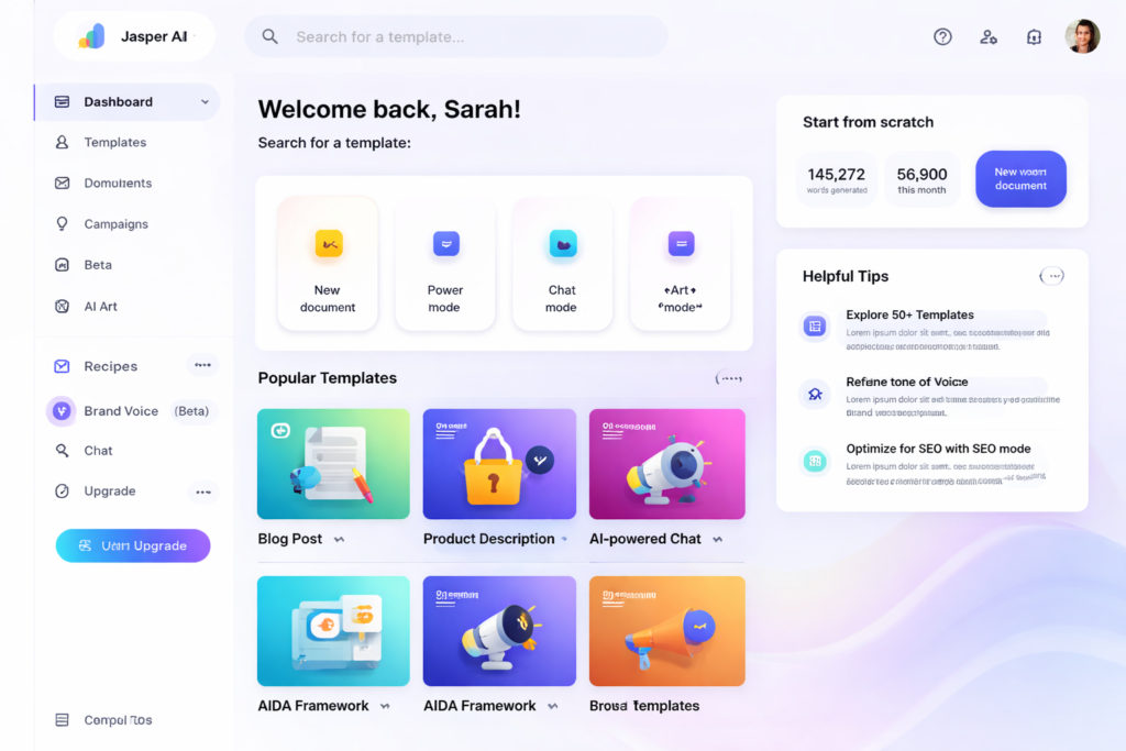 jasper ai kya hai dashboard