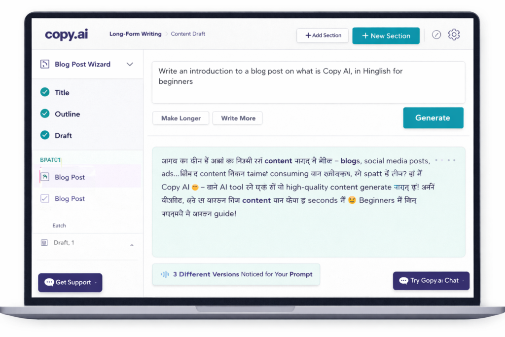 copy ai content generation example