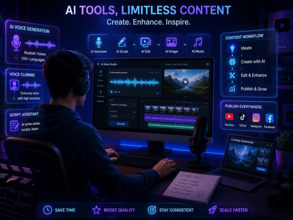 Content creator using AI voice tools