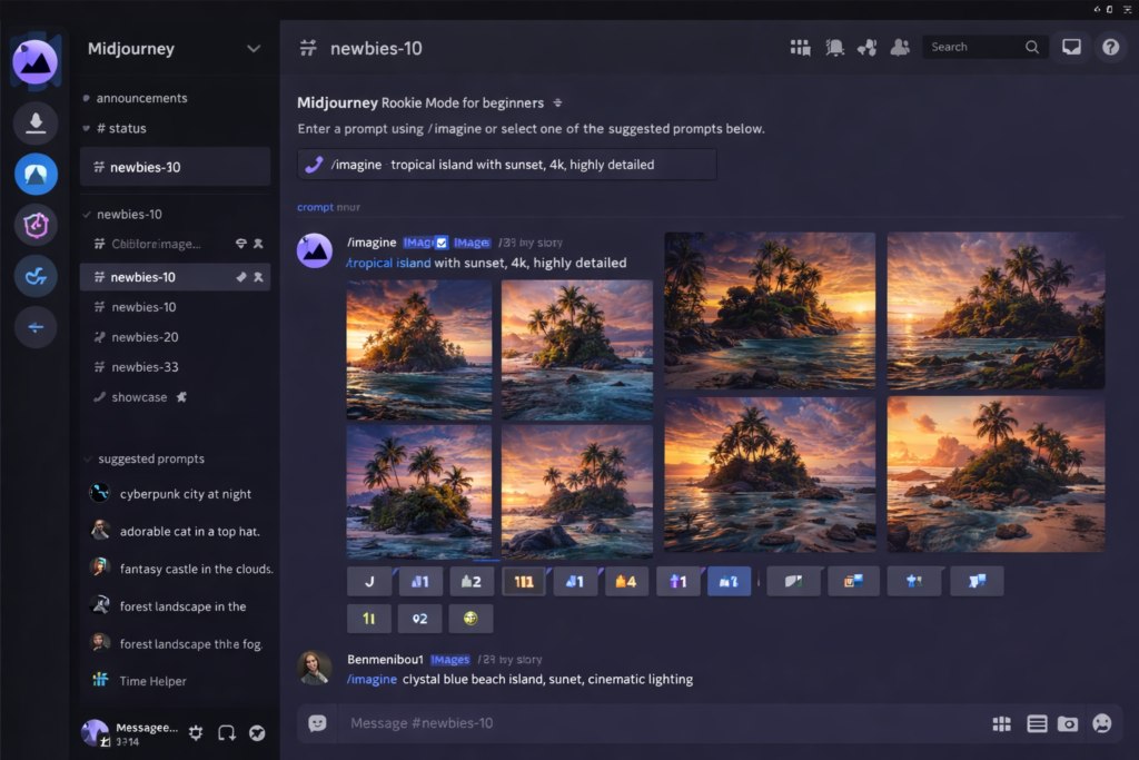 Midjourney AI interface example
