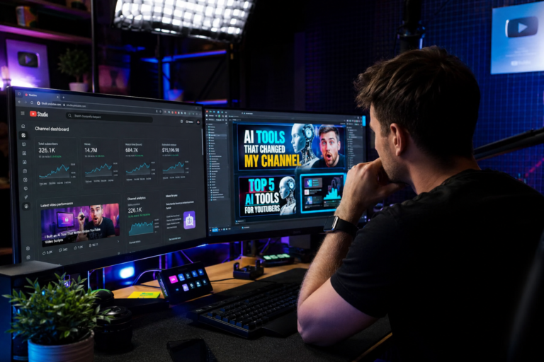 Best AI tools for YouTubers workspace with AI editing and automation