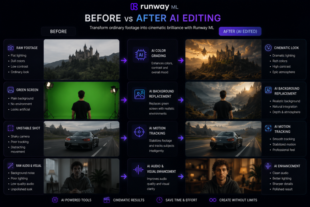 Runway ML AI video editing before and after
