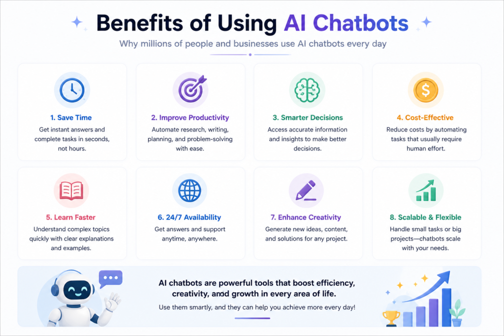 benefits of AI chatbots for productivity and time saving