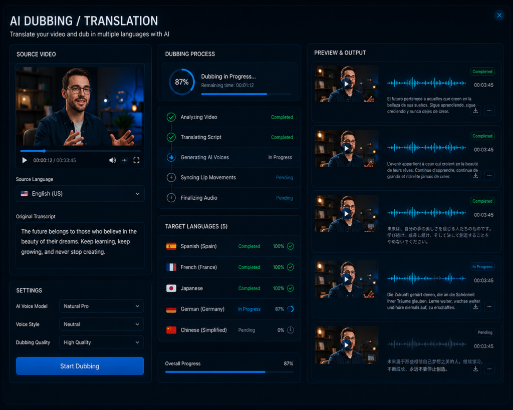 ElevenLabs AI dubbing and voice translation technology