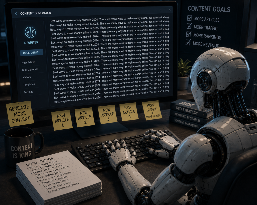 “Robotic AI writing example”