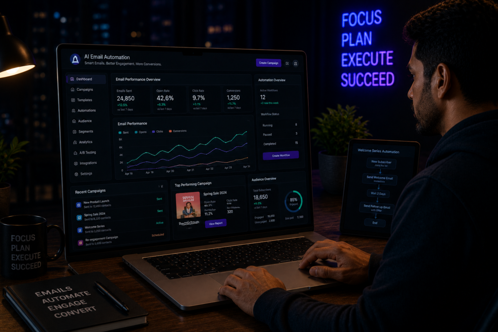 AI email marketing automation platform dashboard
