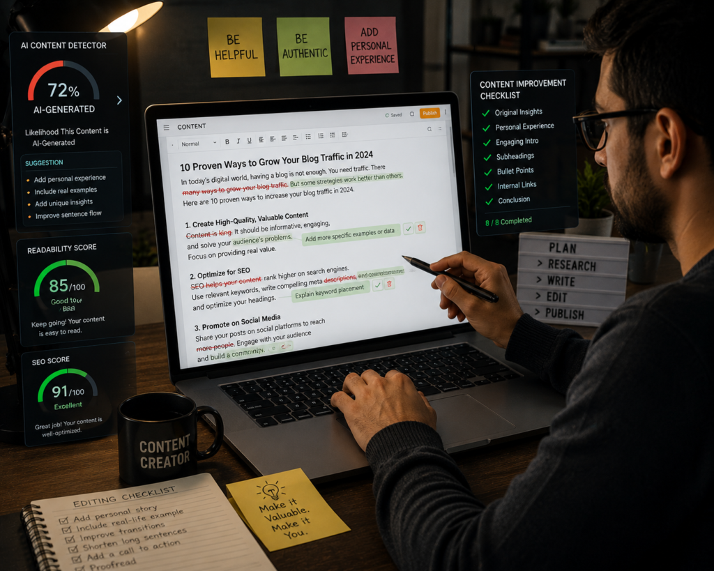 “Editing AI content to sound human”