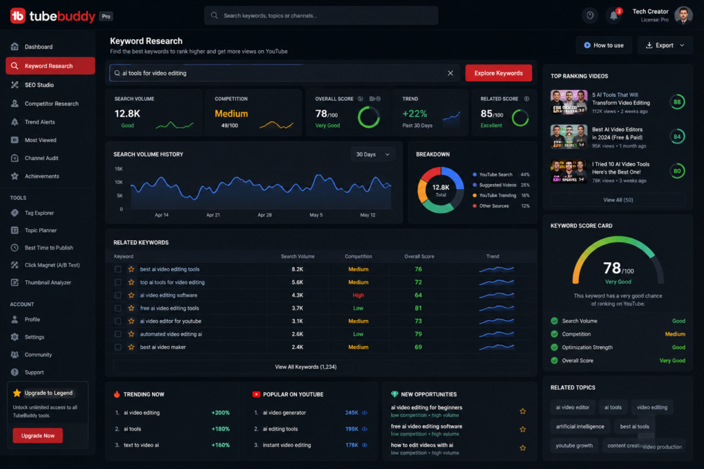 YouTube SEO and keyword research tools for creators