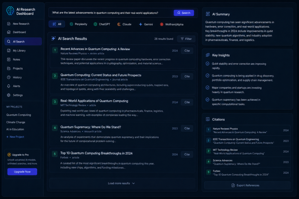 Perplexity AI tool for research and study