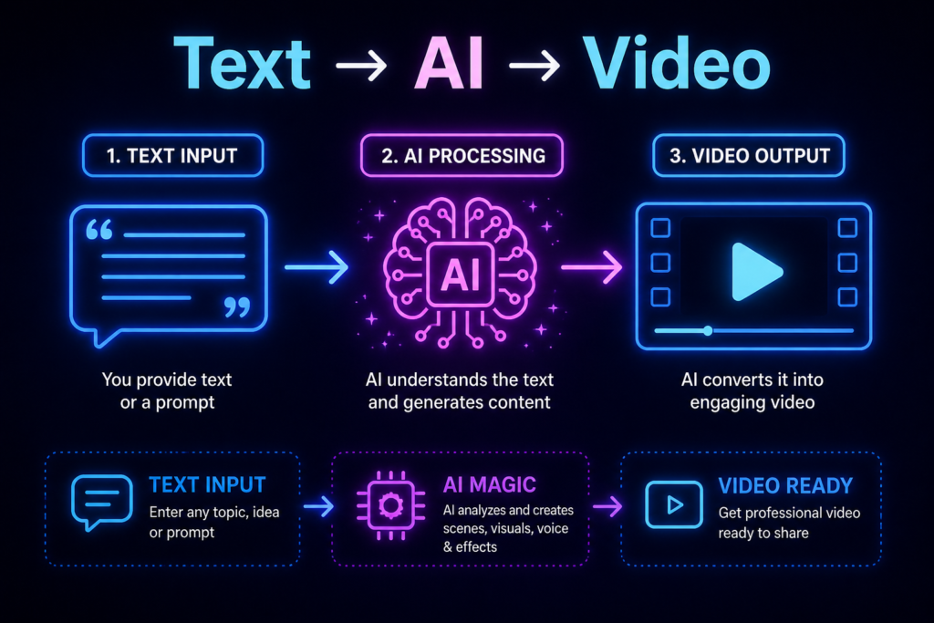 AI video tools working process text to video