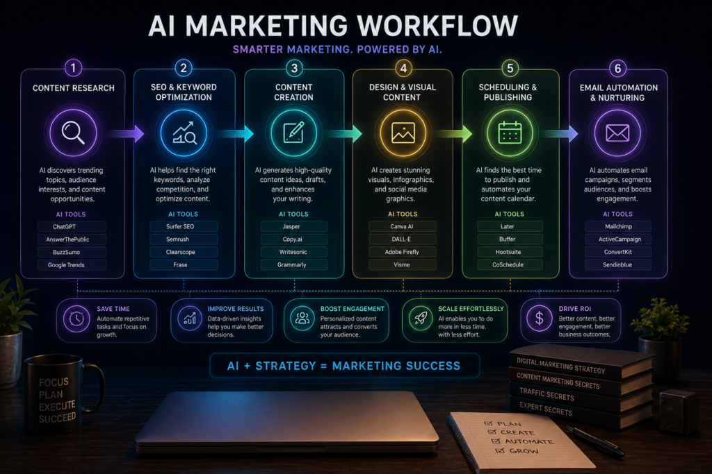 AI marketing workflow for beginners step by step