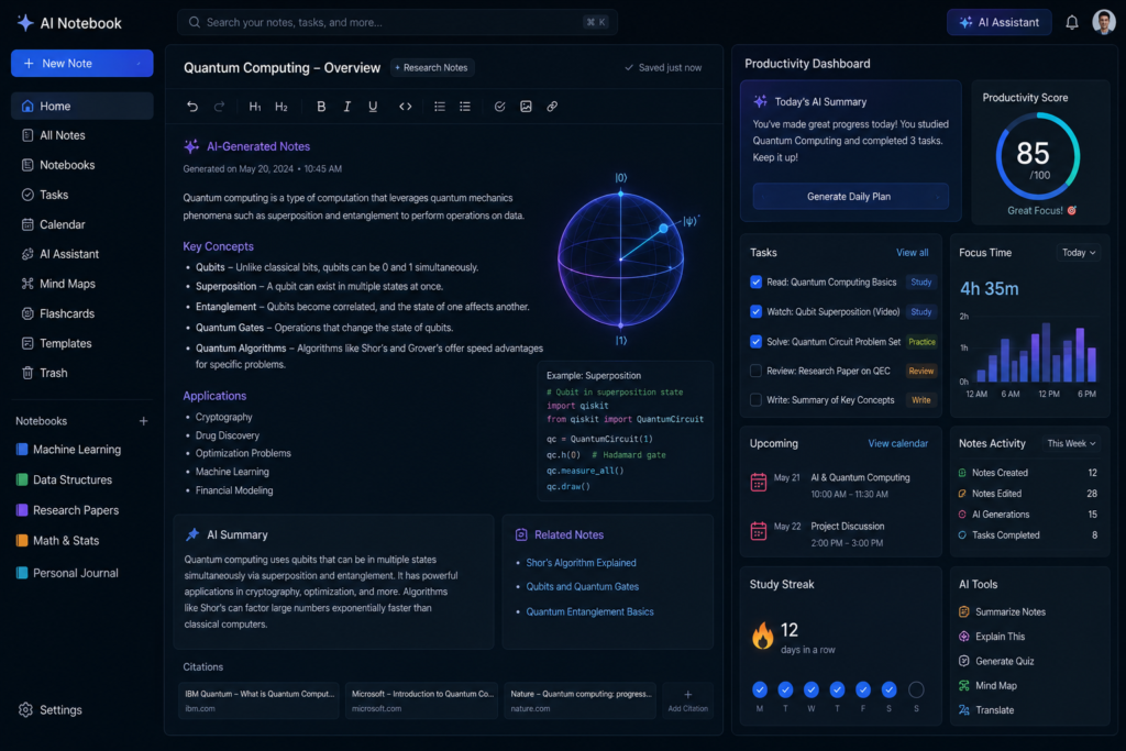 AI note taking and writing tools for students