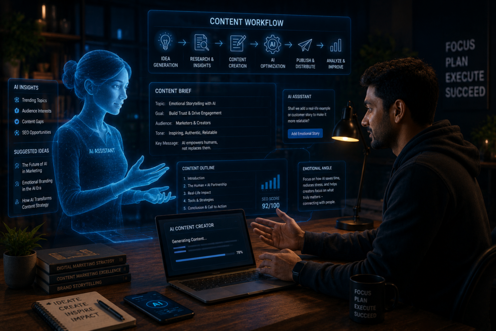 Human and AI working together for content marketing
