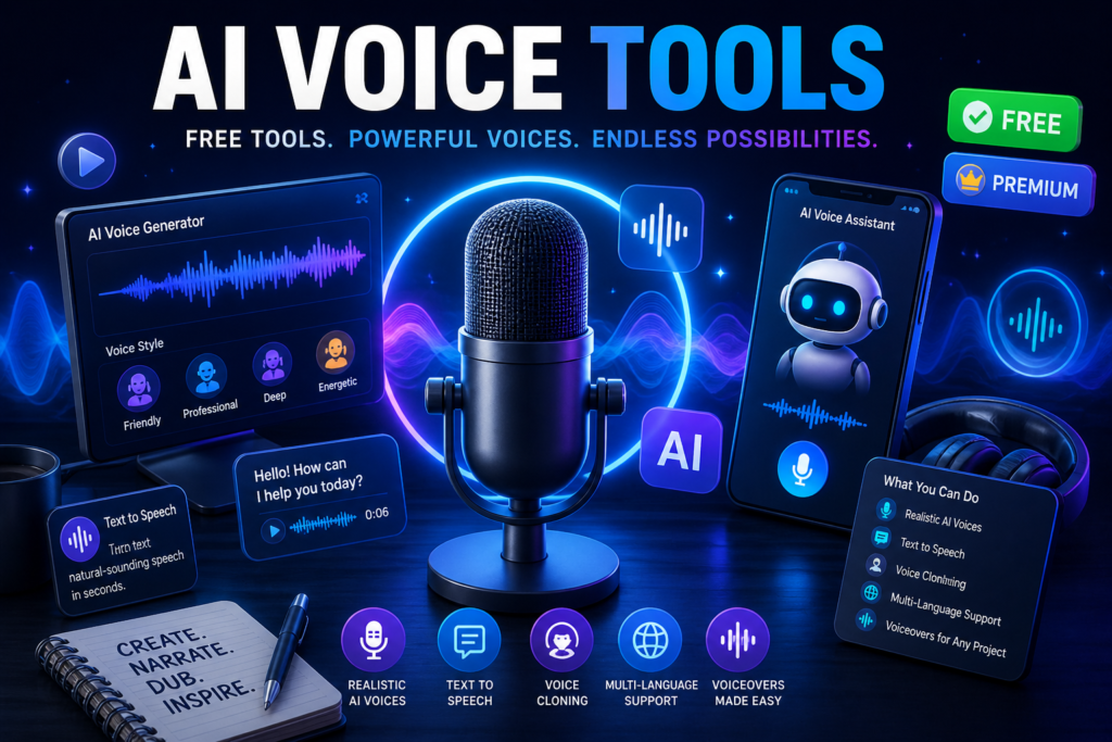 ai voice tools free concept illustration