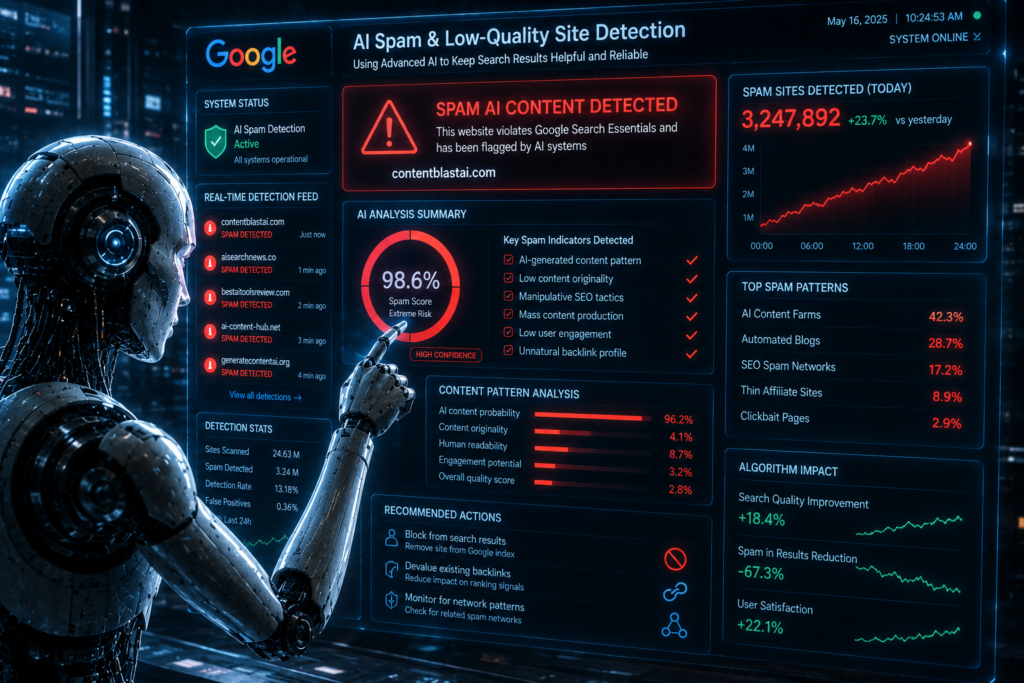 AI-generated articles being scanned by Google algorithms.