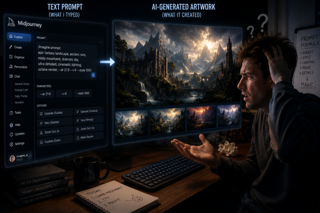 Midjourney AI converting text prompts into images