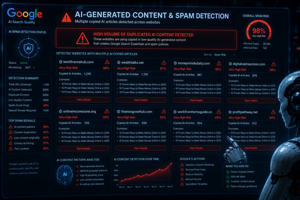 “Low quality AI generated spam content example”