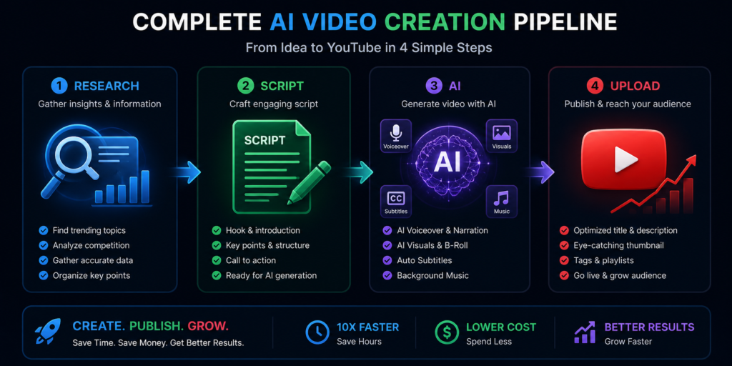 AI youtube video creation workflow step by step