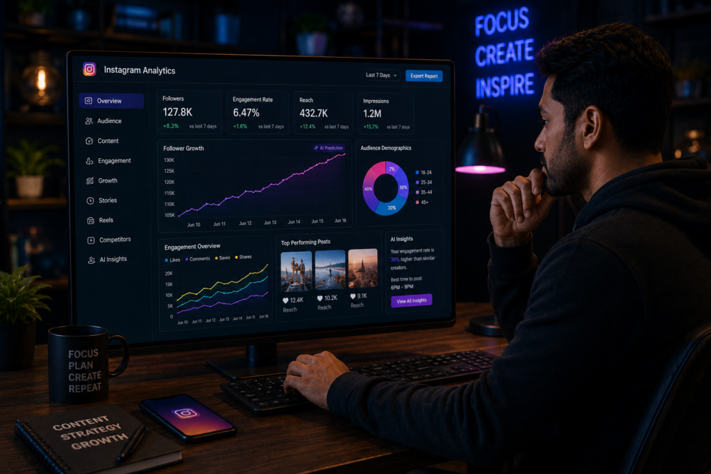 AI social media marketing analytics and Instagram growth
