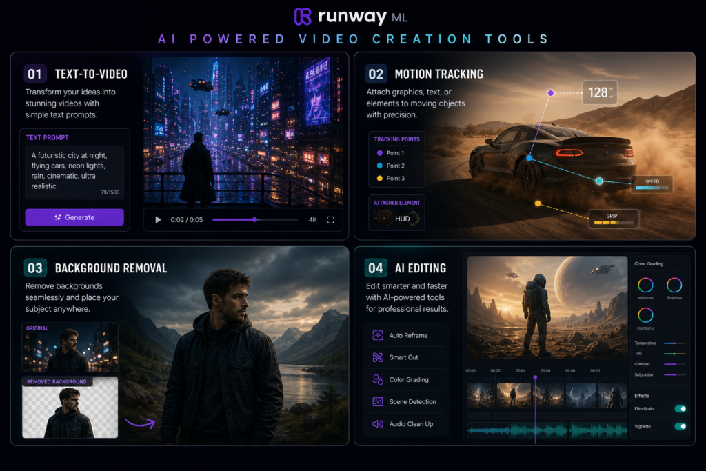 Runway ML AI video editing features collage